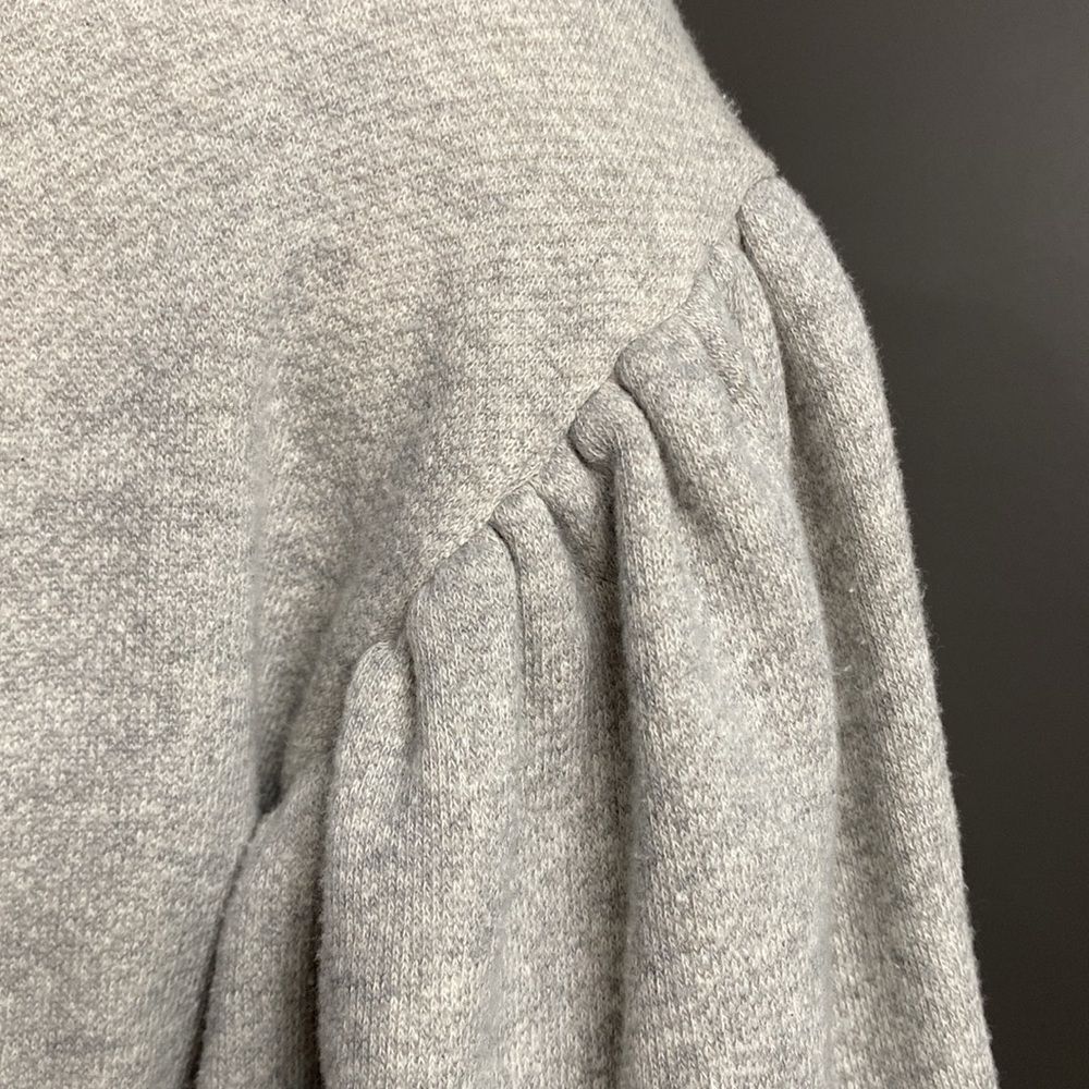 Peace Love World White/Gray Chic Denim Jacket Puff Gray Sleeve Oversized SZ XXS - Picture 7 of 16